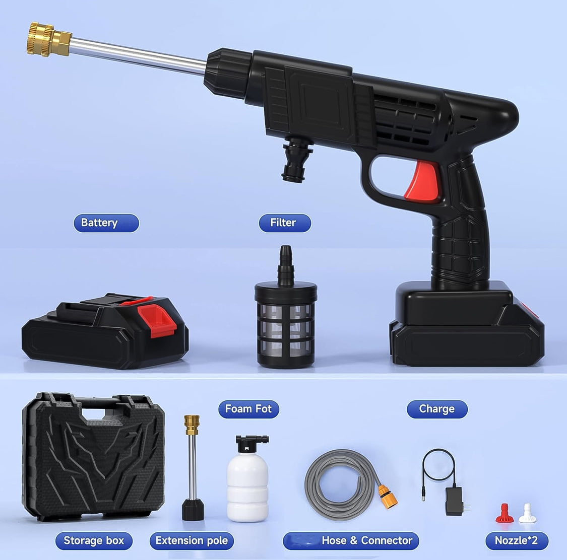 48V Rechargeable Electric Water Gun with Adjustable Nozzle Car washing Kit (48V / With Small
Box & Small Adaptor / 1 Set)