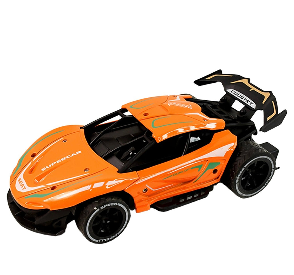 High-Speed RC Supercar Rechargeable Off-Road with Metal Body, LED Lights & Powerful Suspension