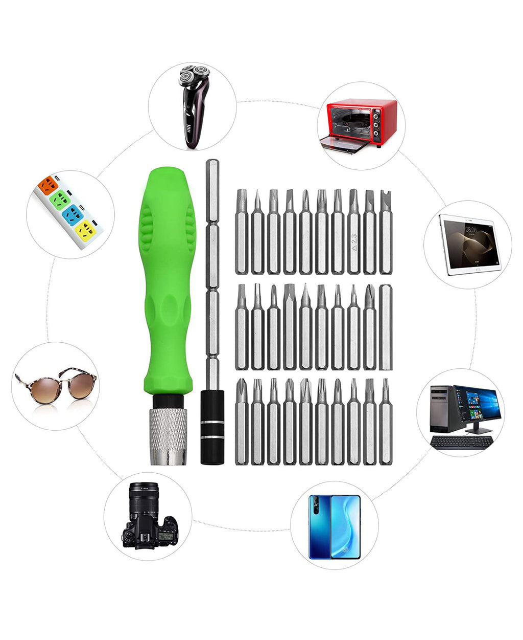 Mini Screwdriver Bits Set 32 in 1 with Magnetic Flexible Extension Rod