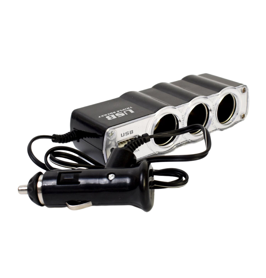 Triple 3 Way Car 12v Lighter Socket Splitter USB Charger
Power Adapter